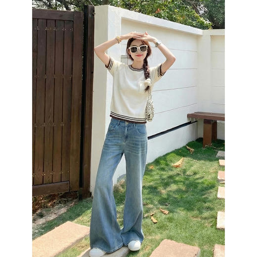 <曾小咸推荐>4.8现货秒杀 ！微信超特价！韩系撞色针织短袖衫 日常129.99 立减70 秒杀59.99！！ 商品图4