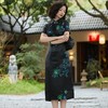 西子/海棠依旧40姆米重锻桑蚕丝非遗香云纱旗袍连衣裙/QPZH0082 商品缩略图2