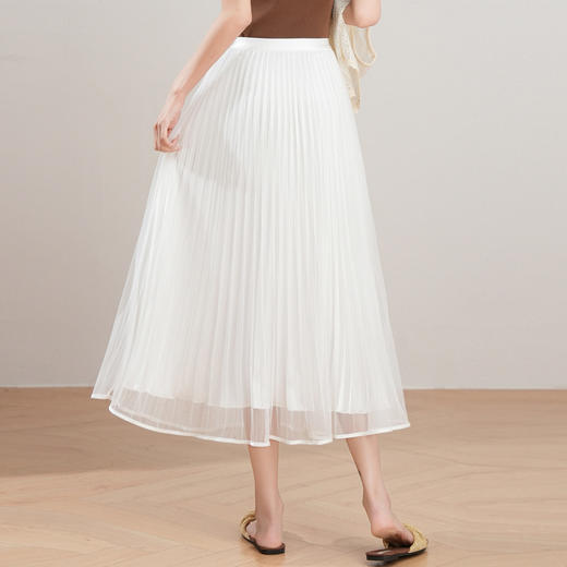 「自」全新升级【铂金会员137/天猫179/差价42】(12059)洛诗琳法式气质网纱半身裙2026夏季新款高腰显瘦中长百褶裙 商品图2