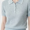 PALUOPO/PL羊毛亚麻混纺坑条 POLO 衫撞色翻领针织短袖ES250951M 商品缩略图7