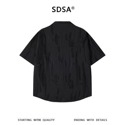 SDSA男装2026新款高贵轻奢新中式磨毛提花立领短袖衬衫百搭时尚 商品图4