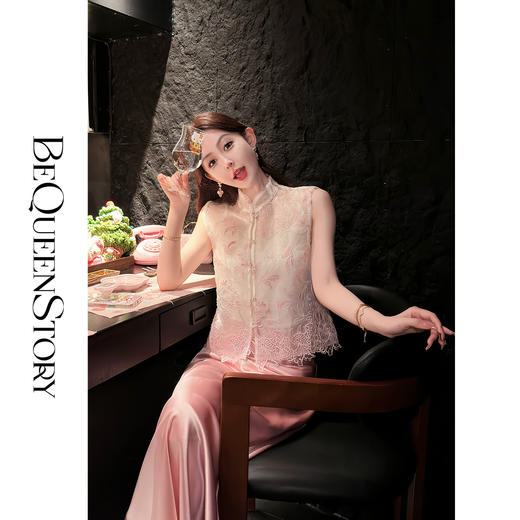 【大货捡漏，不退不换】  【桃枝花酿】时尚百搭100桑蚕丝重工精致珠片绣花马夹轻柔 商品图2