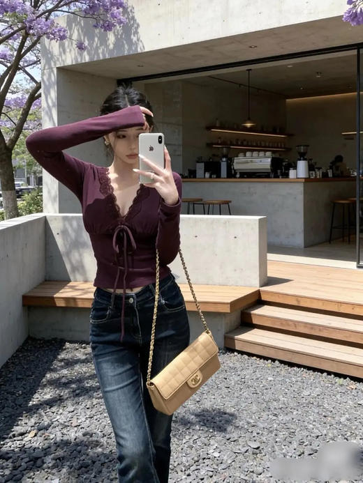 CHANEL Vintage 冰格 香槟色 金扣 羊皮 横版 法棍 链条包 商品图4