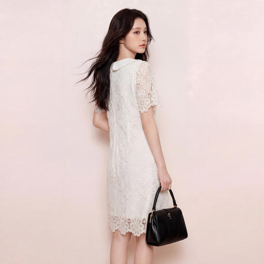 奢姿2026夏季大码女装蕾丝娃娃领连衣裙胖妹妹减龄珍珠包边A字裙9962894538 商品图3