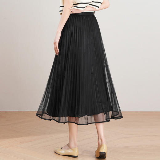 「自」全新升级【铂金会员137/天猫179/差价42】(12059)洛诗琳法式气质网纱半身裙2026夏季新款高腰显瘦中长百褶裙 商品图3