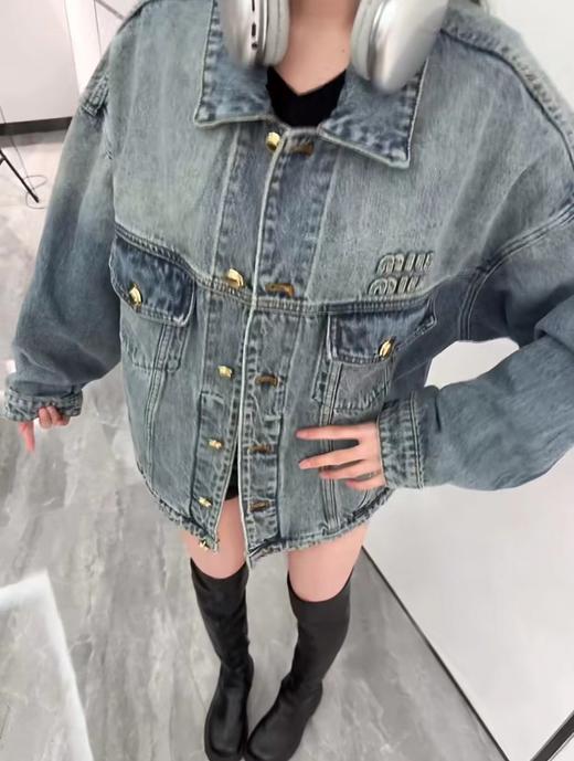 F040712春夏季新款复古水洗牛仔字母贴布绣拼色牛仔夹克长袖外套 商品图12