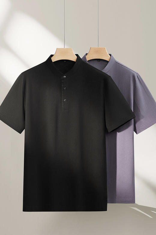 【DPF】大依优型大码男装夏季立领短袖T恤新中式禅意上衣休闲百搭棉质 商品图5