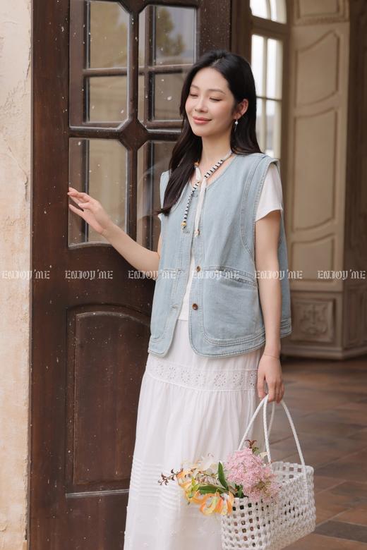 【门店同款】ENJOY夏季复古圆领牛仔马甲 171293397 商品图2