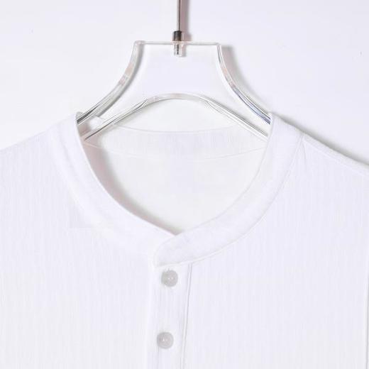 SDSA男装2026新款高贵轻奢老钱风纯色提花半纽扣短袖T恤百搭休闲 商品图2