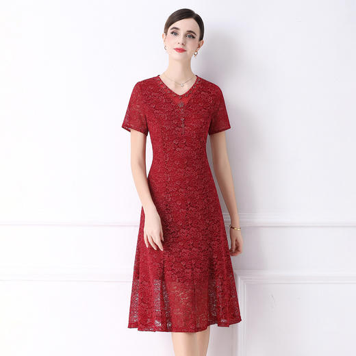 「高货deo」全新升级【铂金会员477/天猫639/差价162】(05223)洛诗琳法式轻奢钉珠连衣裙2026新款气质蕾丝收腰鱼尾裙 商品图1