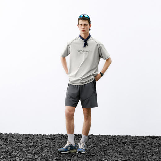 714street轻薄拼接撞色跑步运动短裤夏季宽松弹力休闲四分裤男款 商品图2