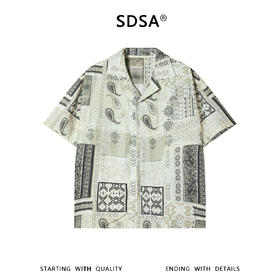 SDSA男装2026新款高贵轻奢潮牌复古腰果花卉翻领短袖衬衫百搭时尚
