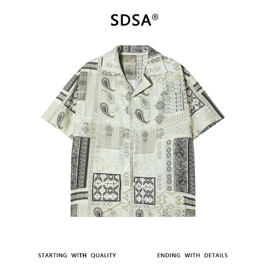 SDSA男装2026新款高贵轻奢潮牌复古腰果花卉翻领短袖衬衫百搭时尚 商品图0