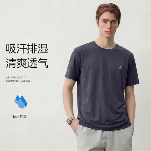 💧黑科技凉感面料，【NECHEER柏奥玛桑蚕丝圆领短袖T恤1319】NECHEER专柜同品质！ 含真实桑蚕丝，上身瞬间凉飕飕❄️ 版型微弹显瘦，塞进西裤里都不鼓包！ 商品图1