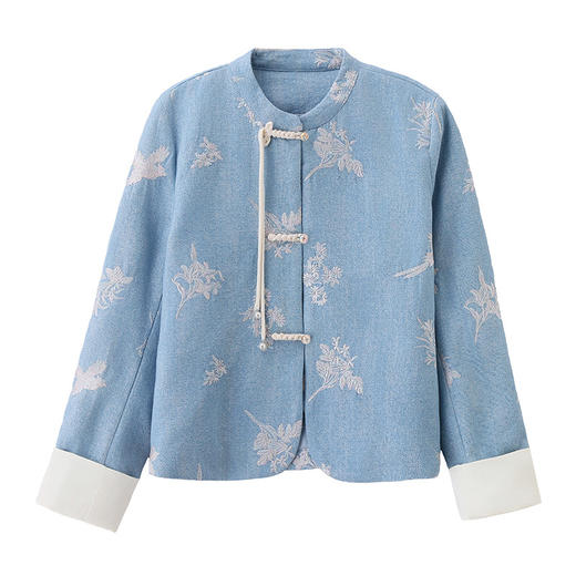 新中式复古风盘扣刺绣外套春季新款宽松气质立领夹克上衣YQH6110 商品图4