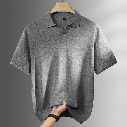 【DPF】大依优型大码男装夏季针织小V领短袖POLO衫商务休闲百搭上衣T恤 商品图2