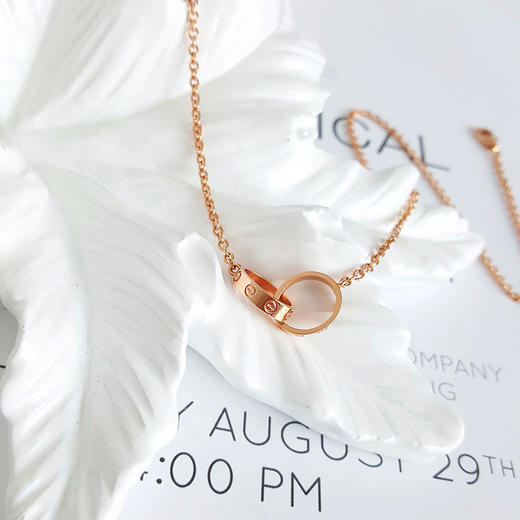 【95新】Cartier卡地亚LOVE系列B7212300玫瑰金双环LOVE项链 链长约44cm女士260326NJT26 商品图6