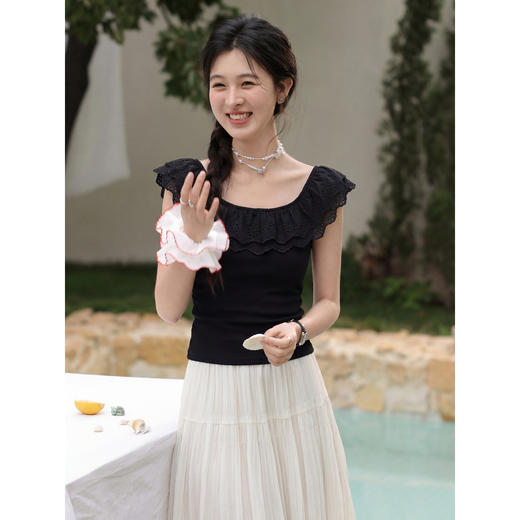 鹿向南「暮色剪影」法式黑色背心吊带女夏新款时尚设计感百搭上衣 商品图1