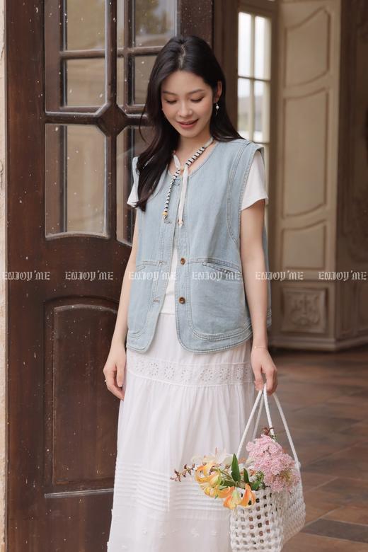 【门店同款】ENJOY夏季复古圆领牛仔马甲 171293397 商品图4