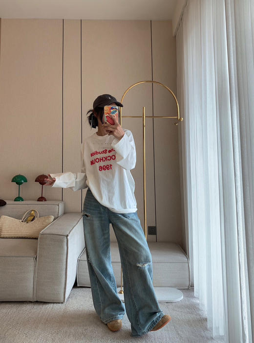 48-2 部分码两周发⚠️自留 春夏轻薄款 45R潇洒不羁 松弛帅气 柔软的破洞牛仔裤 客供面料 个性十足 商品图10