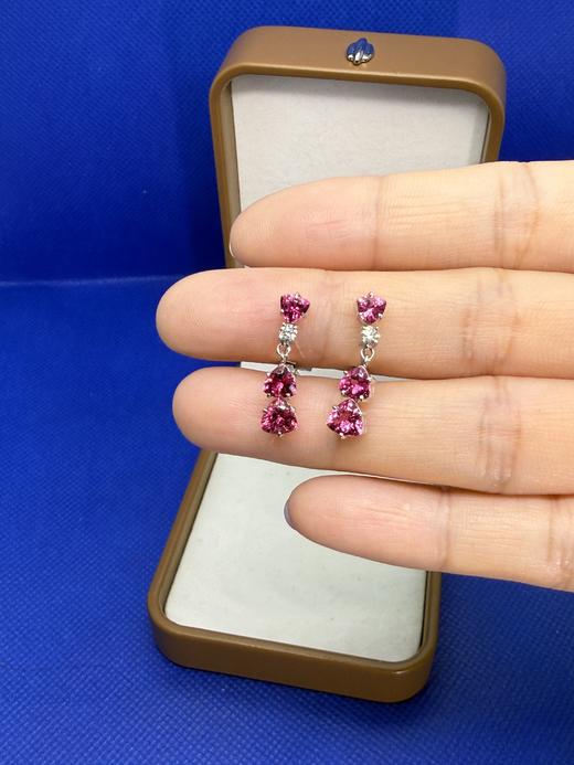 【日本溯源之旅】18k 金碧玺钻石耳夹（夹子部分 14k ）  春夏必备耳线款  大颗粒玫红色卢比莱1.99ct 钻石0.12ct  弹力双夹4.8g 商品图0