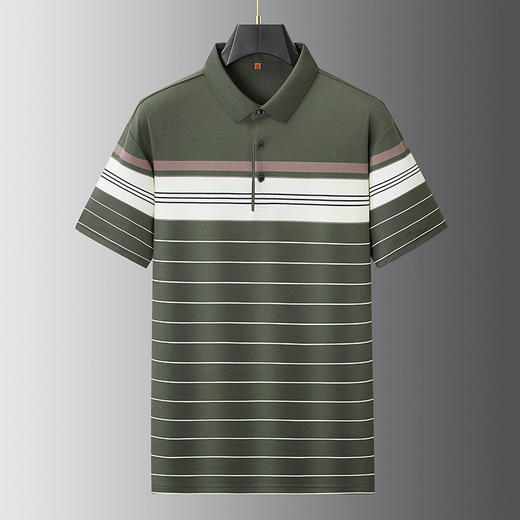 【DWP】大依优型大码男装夏季POLO衫短袖商务休闲条纹上衣棉质爸爸装T恤 商品图2