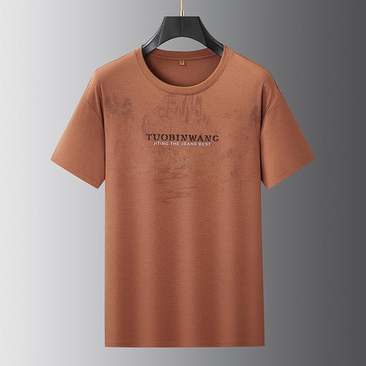 【DWP】大依优型大码男装圆领短袖T恤暗纹提花休闲上衣棉质百搭夏季男士 商品图4