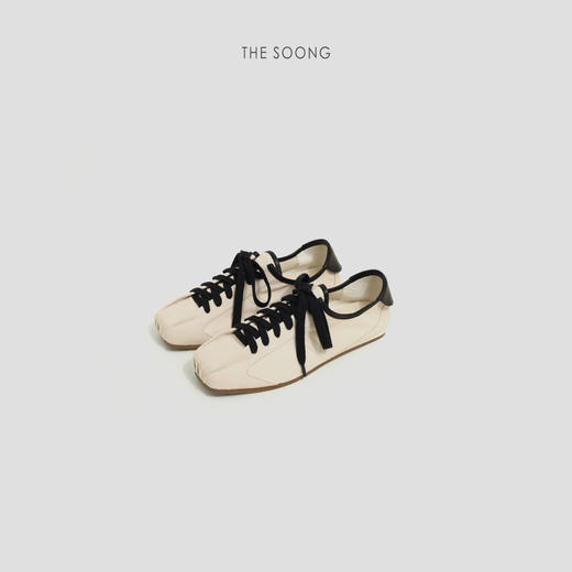 THESOONG/极简律动 方头立体剪裁撞色车线软底休闲鞋8596 商品图0