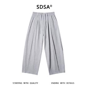 SDSA男装2026新款高贵轻奢简约纯色褶皱抽绳松紧休闲裤百搭简约