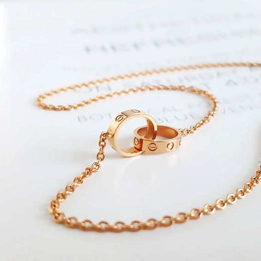 【95新】Cartier卡地亚LOVE系列B7212300玫瑰金双环LOVE项链 链长约44cm女士260326NJT26 商品图3