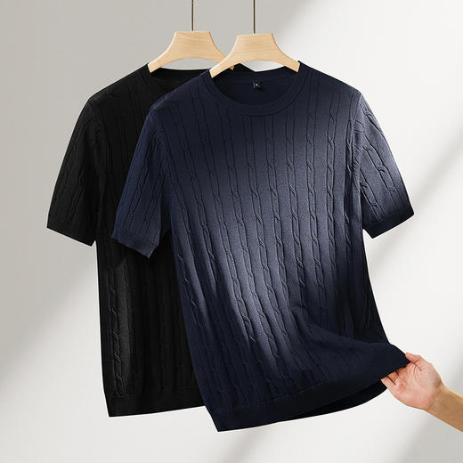 【DPF】大依优型大码男装夏季圆领针织短袖T恤商务休闲百搭上衣男士半袖 商品图1