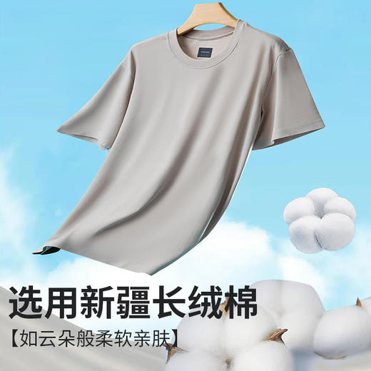 夏季新款7A抗菌液氨棉男士纯色半袖夏季圆领宽松体恤短袖冰丝薄款冰感T恤 商品图2