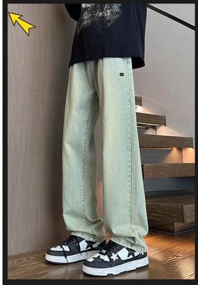 F040753新款美式高街水洗牛仔裤百搭男女休闲拖地长裤