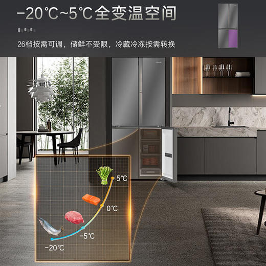 卡萨帝（Casarte）天成系列657升十字门冰箱自动制冰零距离自由嵌入式双系统MSA氮氧保鲜智慧动态除菌 双域变温空间+底置循环风幕保鲜科技657WGCTDAGDXU1 商品图6