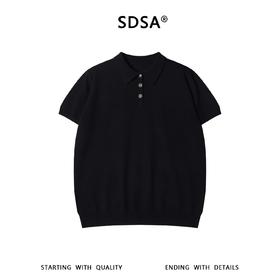 SDSA男装2026新款轻奢简约老钱风纽扣翻领短袖T恤百搭套头上衣
