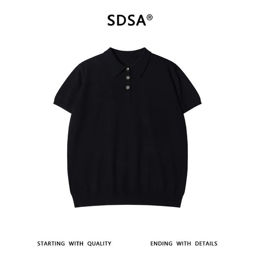 SDSA男装2026新款轻奢简约老钱风纽扣翻领短袖T恤百搭套头上衣 商品图0