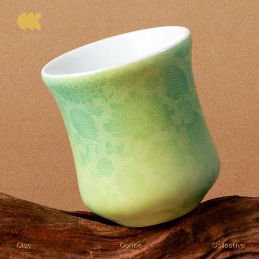 CCCLAY "工"系列 扒花新工艺 薄荷蕾丝 ccc咖啡杯 陶瓷咖啡品鉴杯竞赛杯 手工陶瓷 商品图3