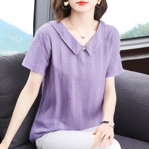 娃娃领短袖t恤女2026年夏季新款胖mm大码女装宽松翻领显瘦上衣女 商品图2