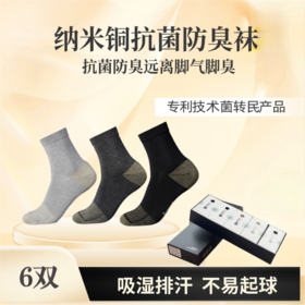 【7A抑菌 吸湿快干 纳米铜专利技术】四季款纳米铜抑菌防臭袜 ds（bl）专利号：ZL201410212281.7