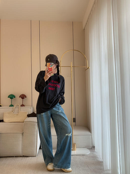 48-2 部分码两周发⚠️自留 春夏轻薄款 45R潇洒不羁 松弛帅气 柔软的破洞牛仔裤 客供面料 个性十足 商品图6