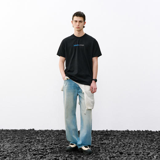 714street夏季凉感7A抗菌速干短袖潮牌宽松圆领反光印花情侣T恤男 商品图4