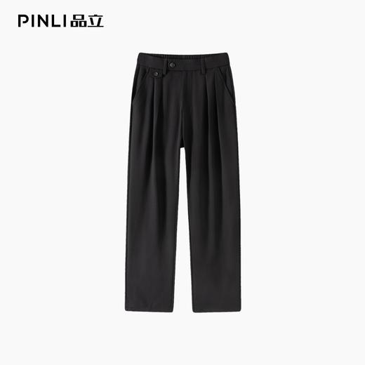 PINLI品立2026夏季新款男士褶皱层次感纯色百搭直筒休闲长裤潮牌 商品图3