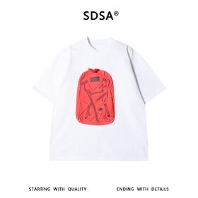 SDSA男装2026新款高贵轻奢潮牌撞色书包字母印花圆领短袖T恤百搭