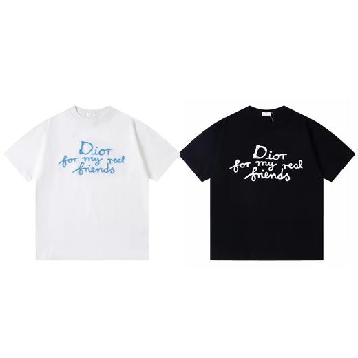 F040715夏季新款双纱面料草写手写刺绣字母印花情侣圆领短袖T恤 商品图0