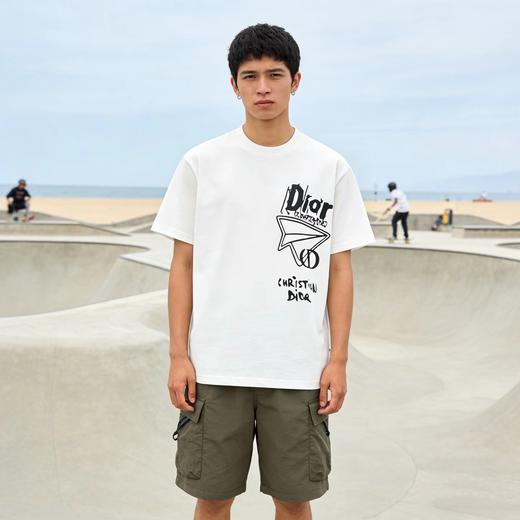 F040716夏季新款双纱面料纸飞机发泡字母印花情侣圆领短袖T恤 商品图9