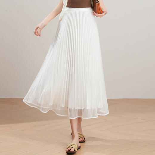 「自」全新升级【铂金会员137/天猫179/差价42】(12059)洛诗琳法式气质网纱半身裙2026夏季新款高腰显瘦中长百褶裙 商品图0