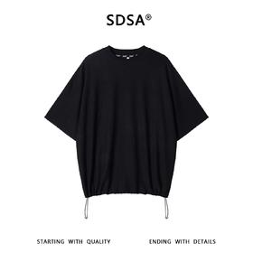 SDSA男装2026新款轻奢慵懒提花纯色圆领短袖T恤下摆松紧设计百搭