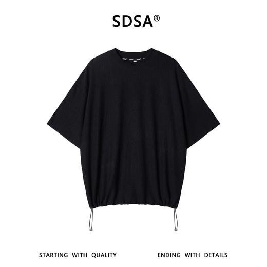SDSA男装2026新款轻奢慵懒提花纯色圆领短袖T恤下摆松紧设计百搭 商品图0