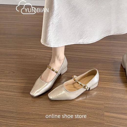 【秒杀】法式玛丽珍鞋女2026新款方头粗跟单鞋真皮浅口一字扣通勤气质女鞋 商品图1