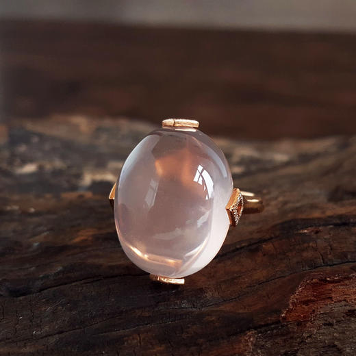 【天然正品】AU750玫瑰金镶钻镶天然近全净体粉色星光芙蓉石戒指16.5号（皆取最大值）141125AH26 商品图6